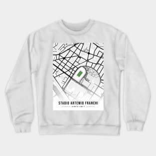 Stadio Artemio Franchi Map Design - White Crewneck Sweatshirt